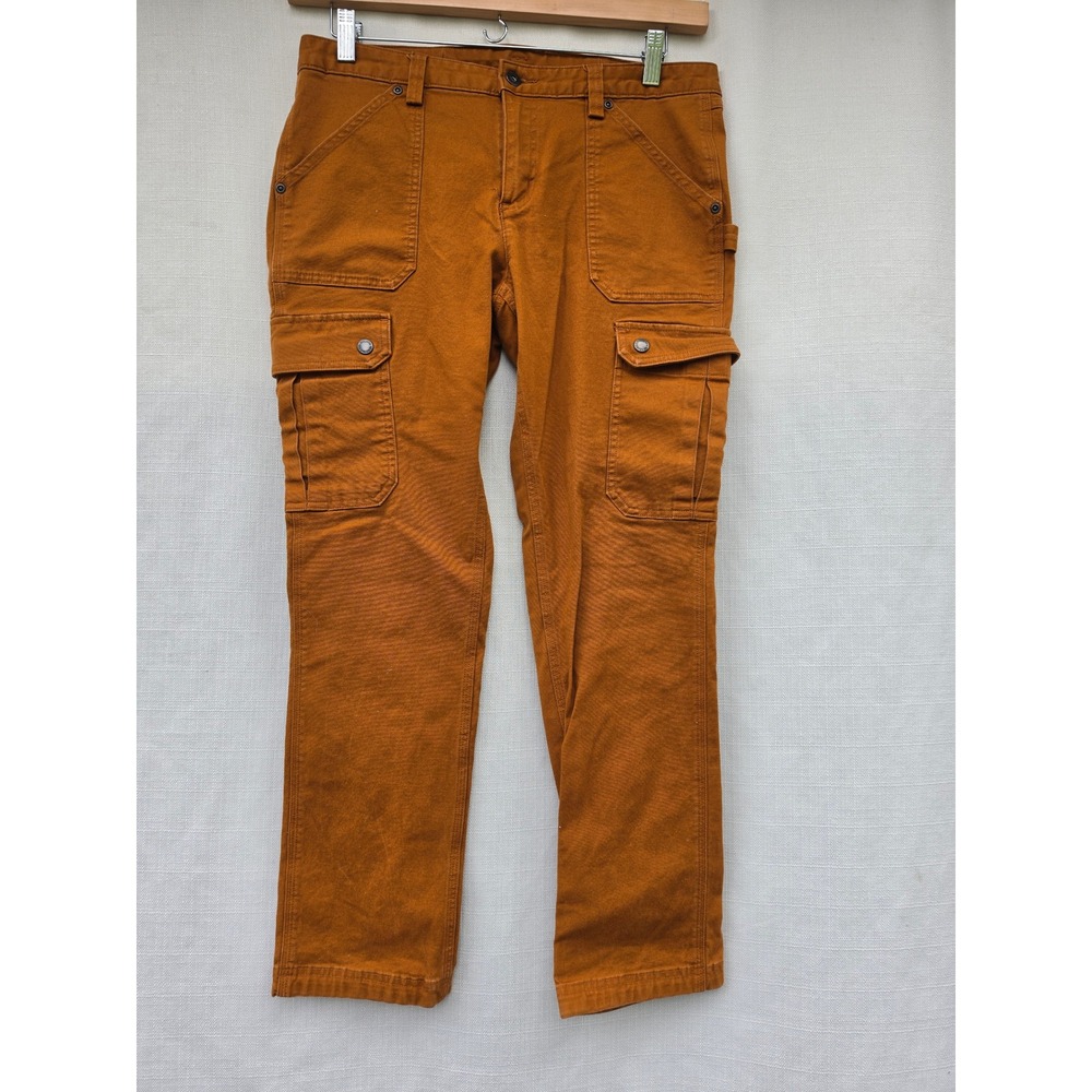 Duluth Trading Co Fire Hose Cargo Pants Womens 10x29 Rust Stretch Canvas Work